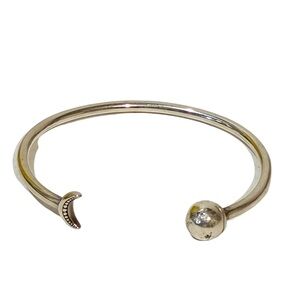 Pandora STERLING Silver 925 Crescent Moon‎ Stars Bangle Bracelet Jewelry